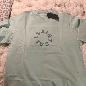 All Saints Men's Mint Green Logo Tee